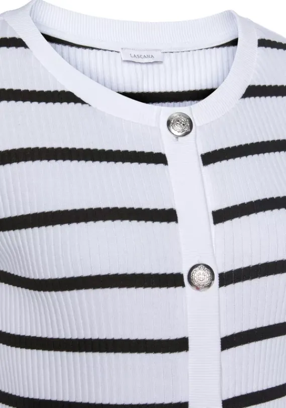 Strandmode|LASCANA Shirtjacke Weis-Schwarz-Gestreift