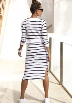 Strandmode|LASCANA Shirtjacke Weis-Schwarz-Gestreift