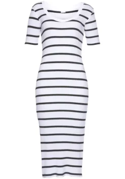 Strandkleider|LASCANA Shirtkleid Weis-Schwarz-Gestreift