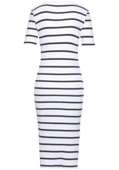 Strandkleider|LASCANA Shirtkleid Weis-Schwarz-Gestreift
