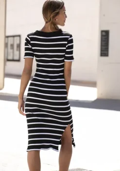 Strandkleider|LASCANA Shirtkleid Schwarz-Weis-Gestreift