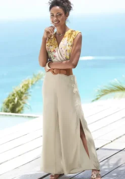 Damenshirts|LASCANA Shirttop Sand-Gelb Bedruckt