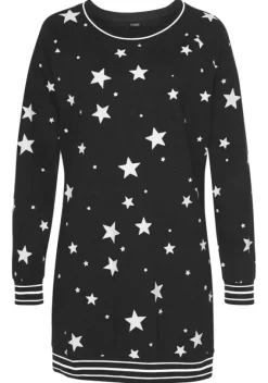 Nachhaltige Nachtwasche|Vivance Dreams Sleepshirt"Wb#Ot4-9Sd8012021-Vd Sternedruck" Schwarz- Weis