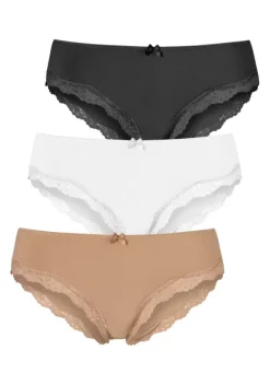 Nachhaltige Dessous & Wasche|LASCANA Slip White, Schwarz, Beige