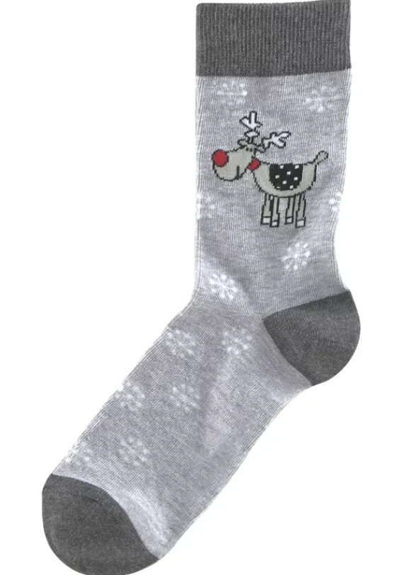 Socken|H.I.S Socken 2X Schwarz-Gemustert, 1X Grau-Gemustert