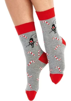 Socken|H.I.S Socken Jeans-Grau-Rot-Gemustert