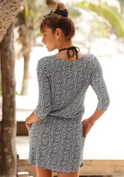 Kurze Kleider|s.Oliver Sommerkleid Schwarz-Creme-Bedruckt