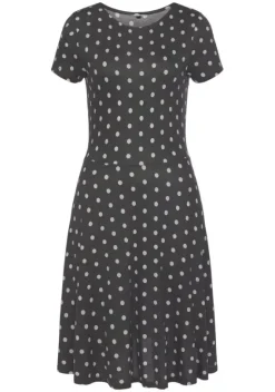 Kurze Kleider|Vivance Sommerkleid Anthrazit-Rose-Bedruckt