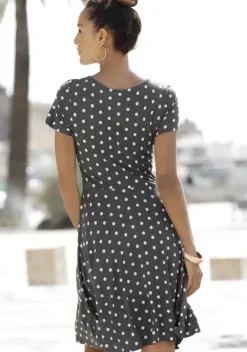 Kurze Kleider|Vivance Sommerkleid Anthrazit-Rose-Bedruckt