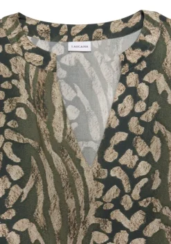 Strandkleider|LASCANA Sommerkleid Taupe-Grun-Bedruckt