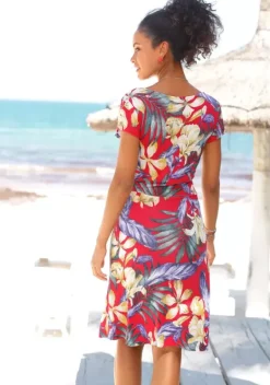 Kurze Kleider|LASCANA Sommerkleid Rot-Blau-Bedruckt