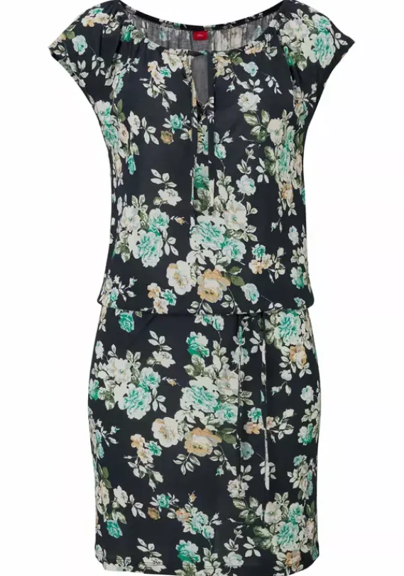 Strandkleider|s.Oliver Sommerkleid Schwarz-Grun