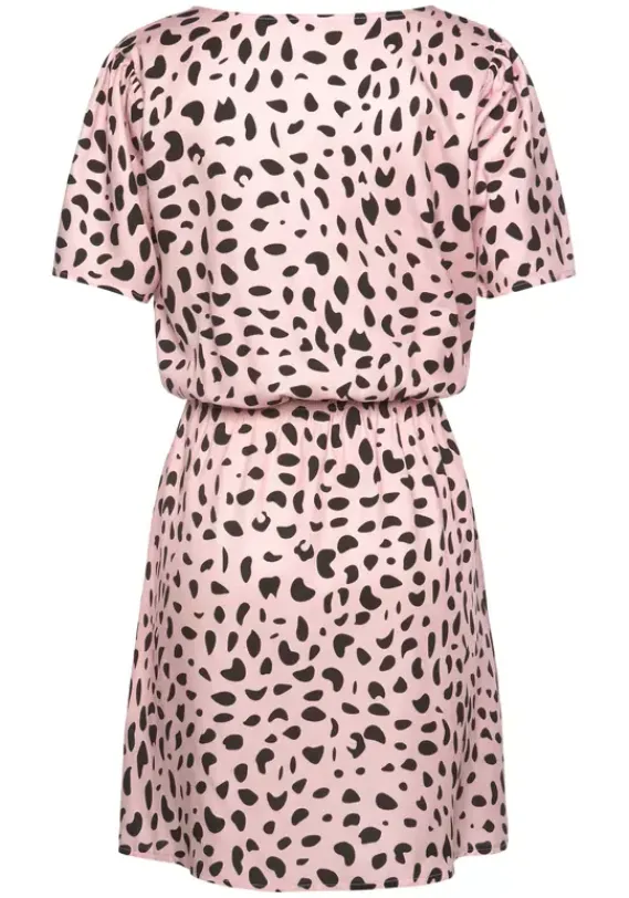 Kurze Kleider|Buffalo Sommerkleid Rose-Schwarz-Bedruckt