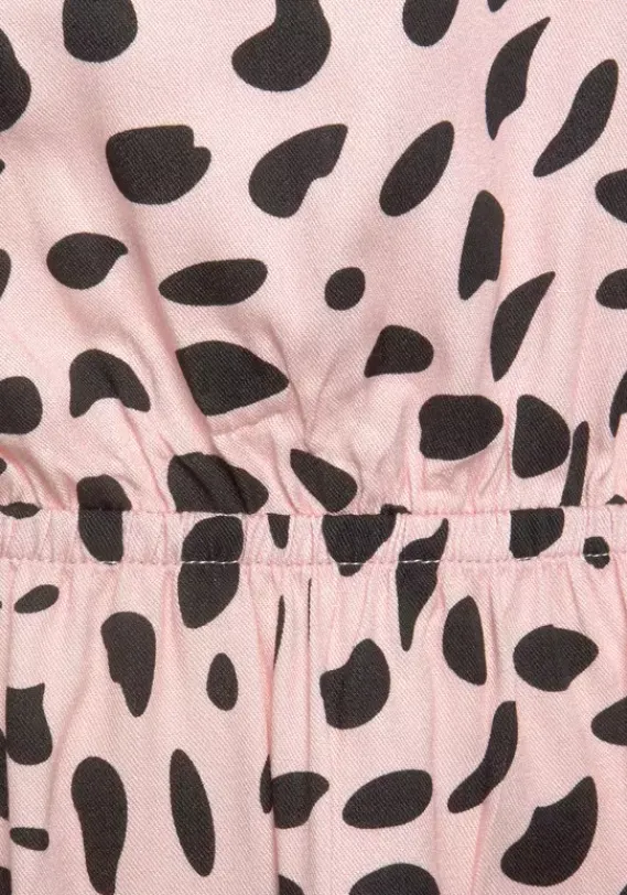 Kurze Kleider|Buffalo Sommerkleid Rose-Schwarz-Bedruckt