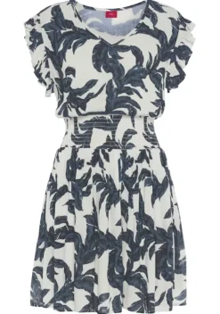 Kurze Kleider|s.Oliver Sommerkleid Sand-Schwarz Bedruckt