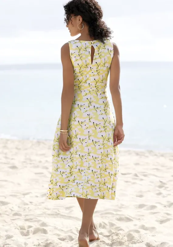Strandkleider|Beachtime Sommerkleid Gelb-Creme-Bedruckt