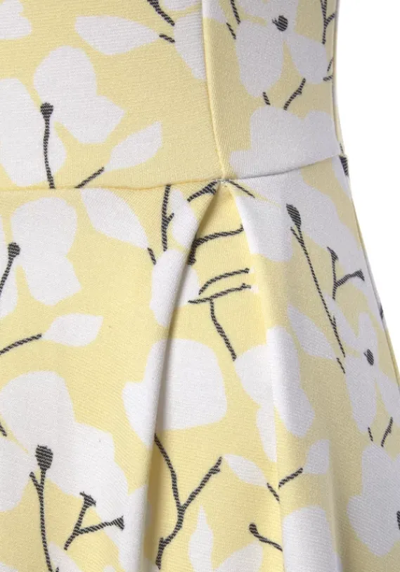 Strandkleider|Beachtime Sommerkleid Gelb-Creme-Bedruckt