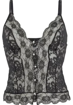 Damenshirts|petite fleur gold Spitzentop Schwarz