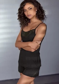 Damenshirts|LASCANA Spitzentop Schwarz