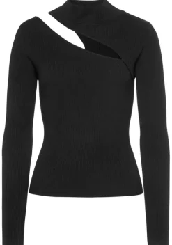 Pullover|LASCANA Stehkragenpullover Schwarz