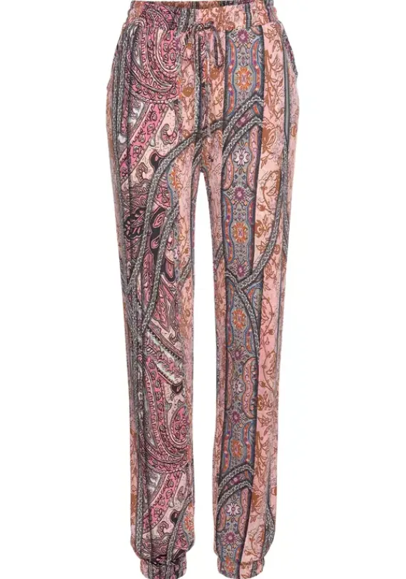 Lange Hosen|Buffalo Strandhose Rosa-Bedruckt