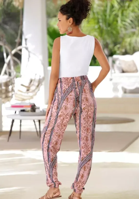 Lange Hosen|Buffalo Strandhose Rosa-Bedruckt