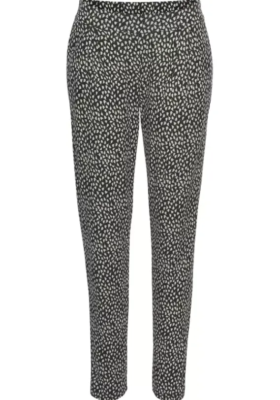 Lange Hosen|s.Oliver Strandhose Schwarz-Creme-Bedruckt