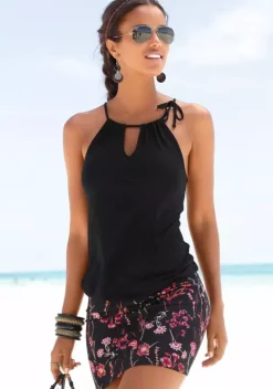 Strandkleider|LASCANA Strandkleid Schwarz-Bedruckt