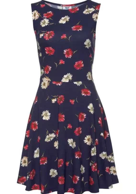 Kurze Kleider|Beachtime Strandkleid Marine-Rot-Bedruckt