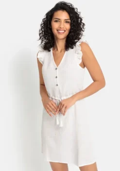 Kurze Kleider|LASCANA Strandkleid Creme-Sand