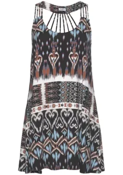 Kurze Kleider|Buffalo Strandkleid Schwarz-Bedruckt