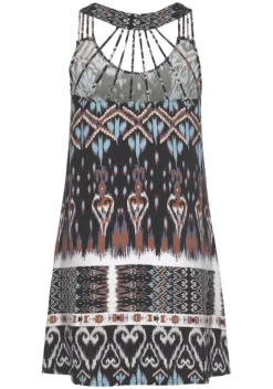 Kurze Kleider|Buffalo Strandkleid Schwarz-Bedruckt