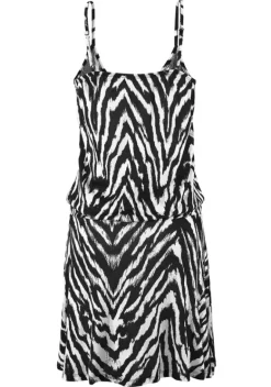 Strandkleider|Beachtime Strandkleid Schwarz-Weis-Bedruckt