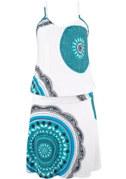 Kurze Kleider|Beachtime Strandkleid Blau-Bedruckt