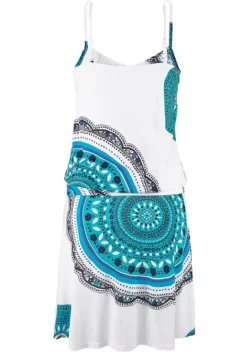 Kurze Kleider|Beachtime Strandkleid Blau-Bedruckt