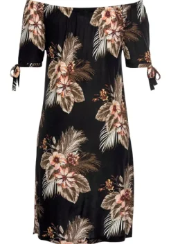 Kurze Kleider|Beachtime Strandkleid Schwarz-Bedruckt