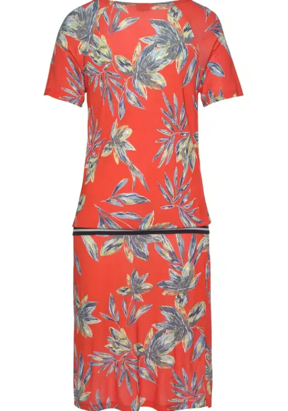 Kurze Kleider|LASCANA Strandkleid Rot-Bedruckt
