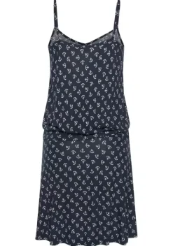 Kurze Kleider|Beachtime Strandkleid Blau-Weis-Bedruckt