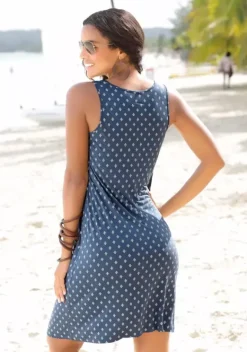 Kurze Kleider|Beachtime Strandkleid Blau-Bedruckt