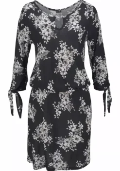 Strandkleider|LASCANA Strandkleid Schwarz-Creme