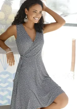 Kurze Kleider|s.Oliver Strandkleid Anthrazit-Rosa-Bedruckt