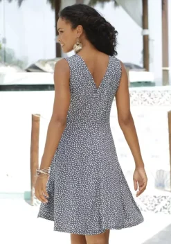 Kurze Kleider|s.Oliver Strandkleid Anthrazit-Rosa-Bedruckt