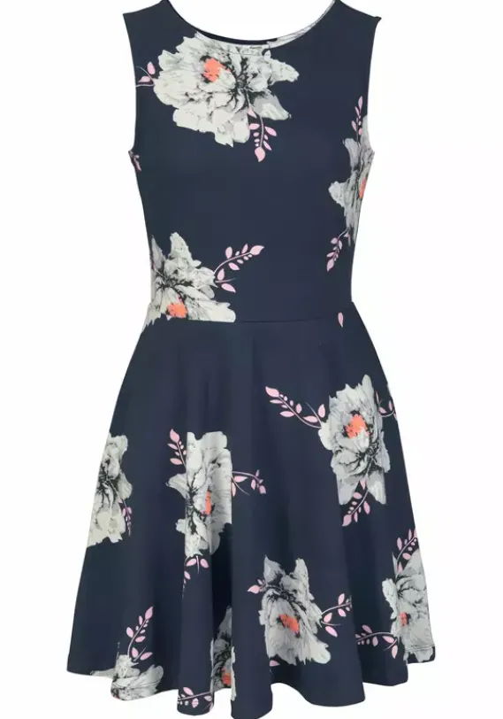 Kurze Kleider|Beachtime Strandkleid Blau-Geblumt