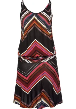 Kurze Kleider|LASCANA Strandkleid Schwarz-Lila-Bedruckt