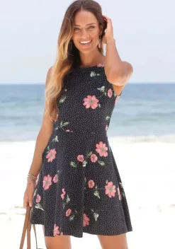 Kurze Kleider|Beachtime Strandkleid Schwarz-Rot