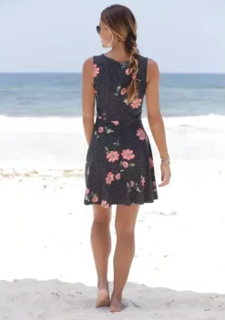 Kurze Kleider|Beachtime Strandkleid Schwarz-Rot