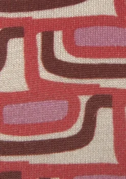 Damenshirts|Vivance Strandtop Beige-Rot Bedruckt