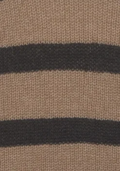 Pullover|Vivance Streifenpullover Camelfarben-Schwarz