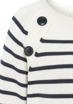 Pullover|Vivance Streifenpullover Weis-Marine