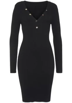 Kurze Kleider|Buffalo Strickkleid Schwarz